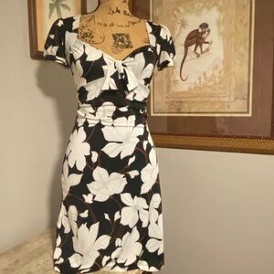 Floral Black and White Dress